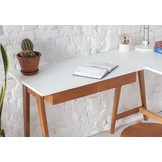 Hoekbureau Luka - Eiken poten - Essenhout & gelakt MDF - 2 laden