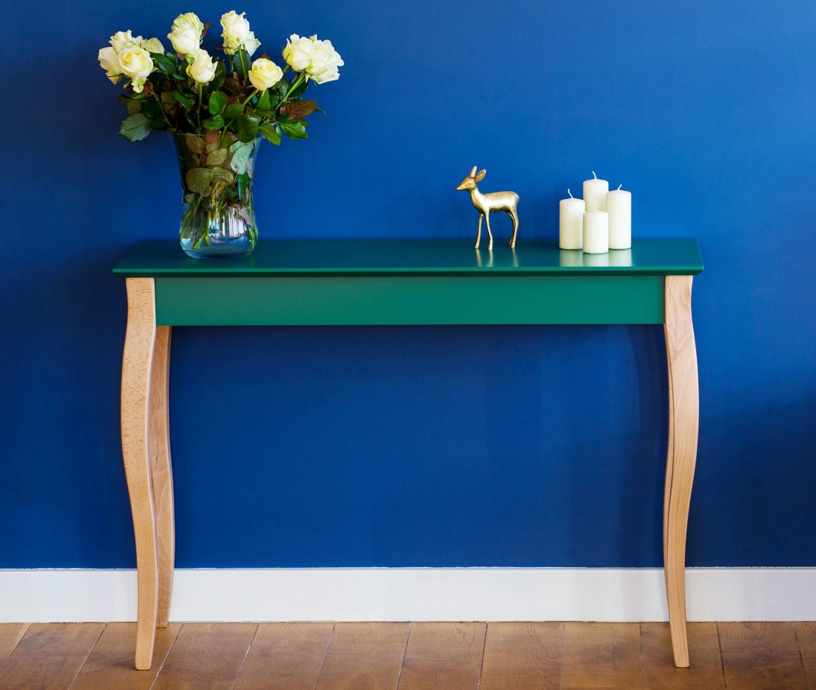 FSC Lillo Bijzettafel in Vluchtige Munt met Natuurlijke Beukenhouten Poten - 105x35x74cm