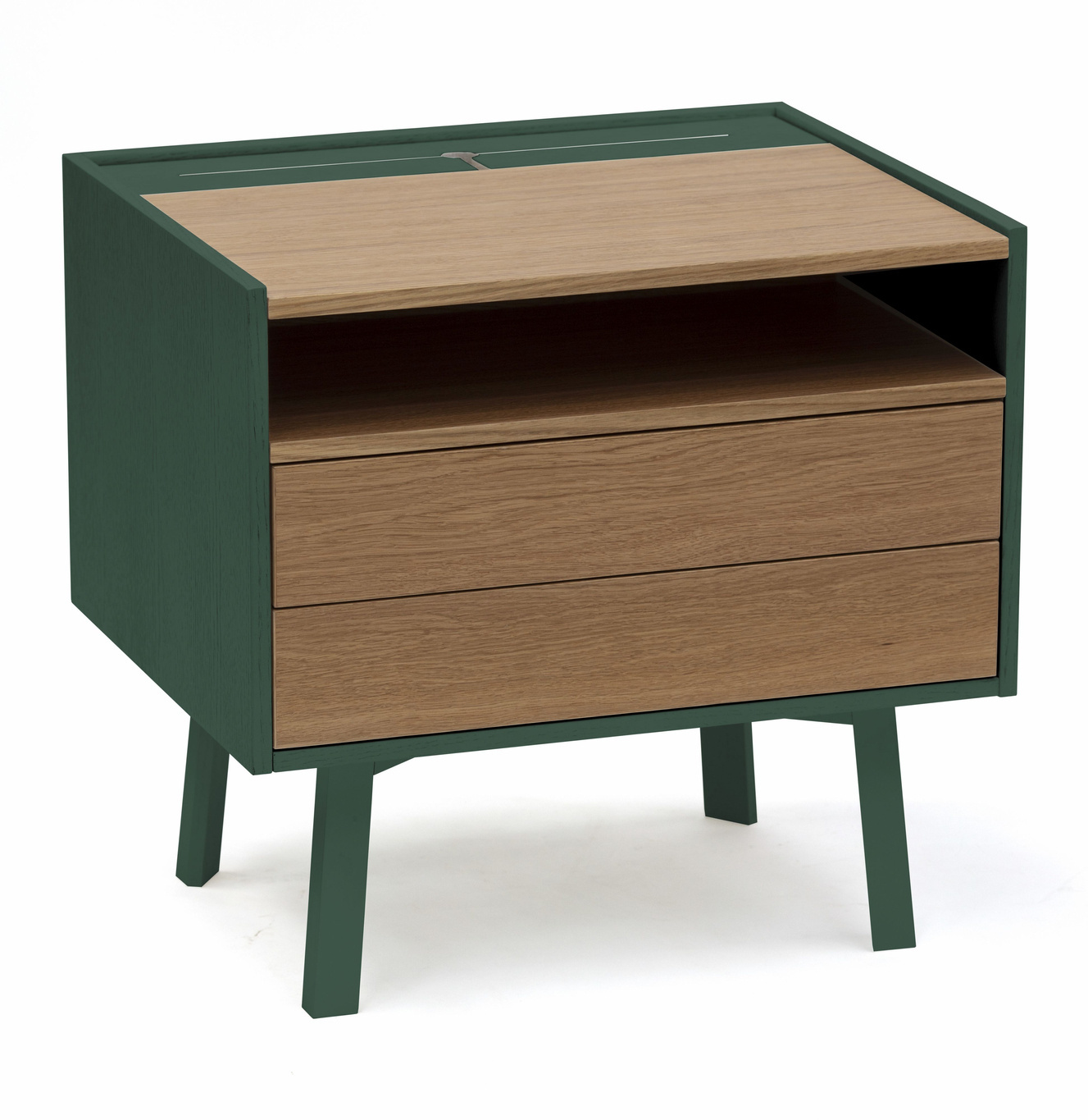 FSC-certified Diamond nightstand in sea green with ample storage