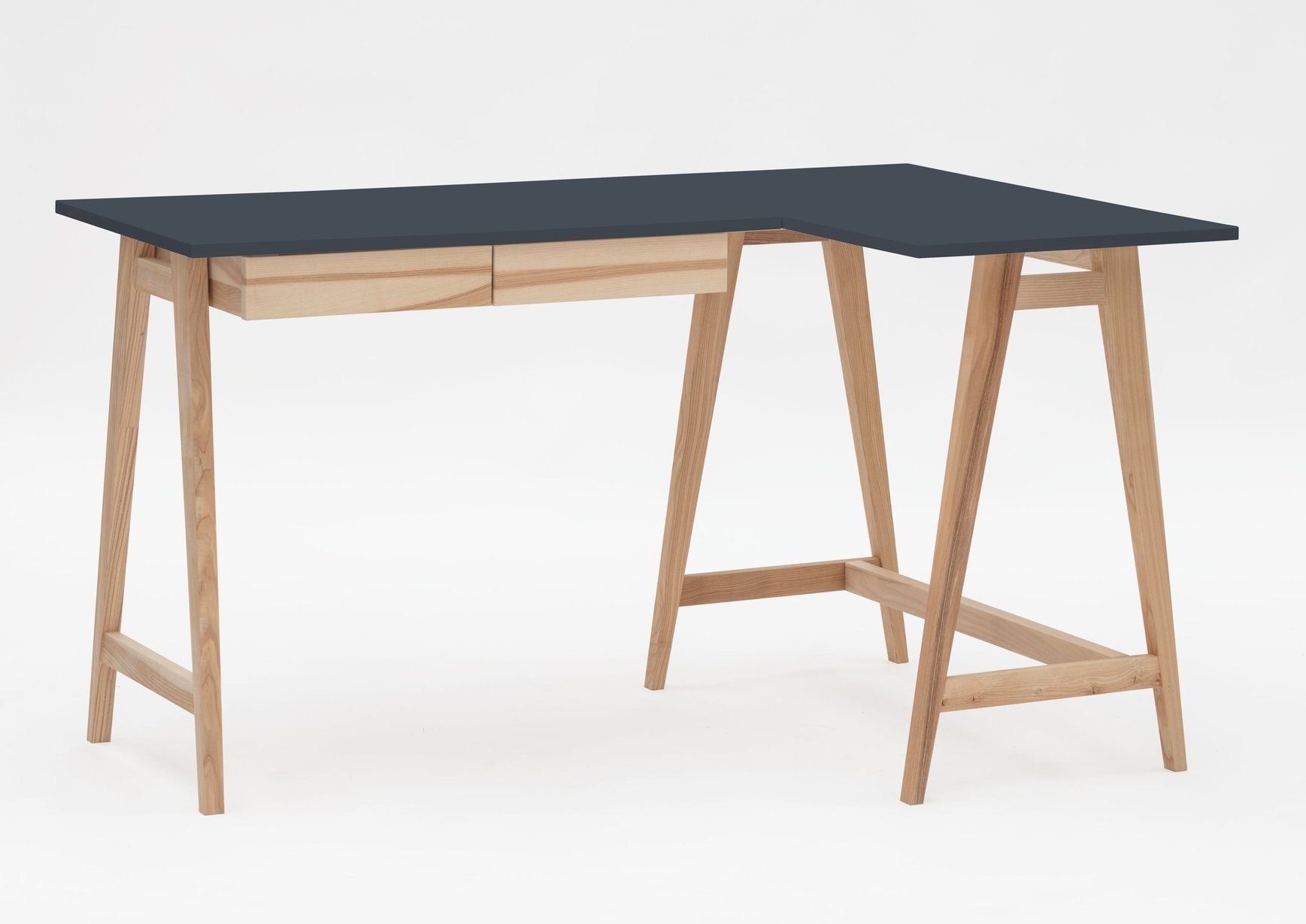 Hoekbureau Luka - Grafiet | Rechts | Essenhout poten