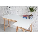 Hoekbureau Luka - Grafiet | Rechts | Essenhout poten