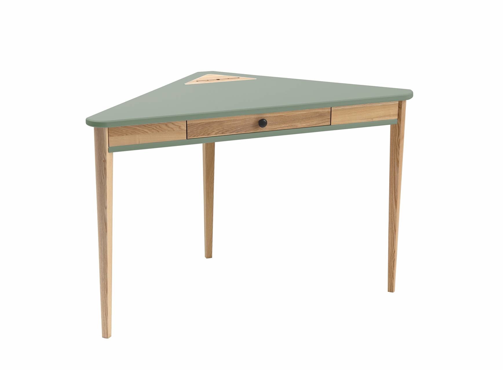 Hoekbureau Ashme | 114x61x75 cm | Saliegroen | Essenhout, MDF | FSC gecertificeerd | Lade incl. | Houten afwerking.
