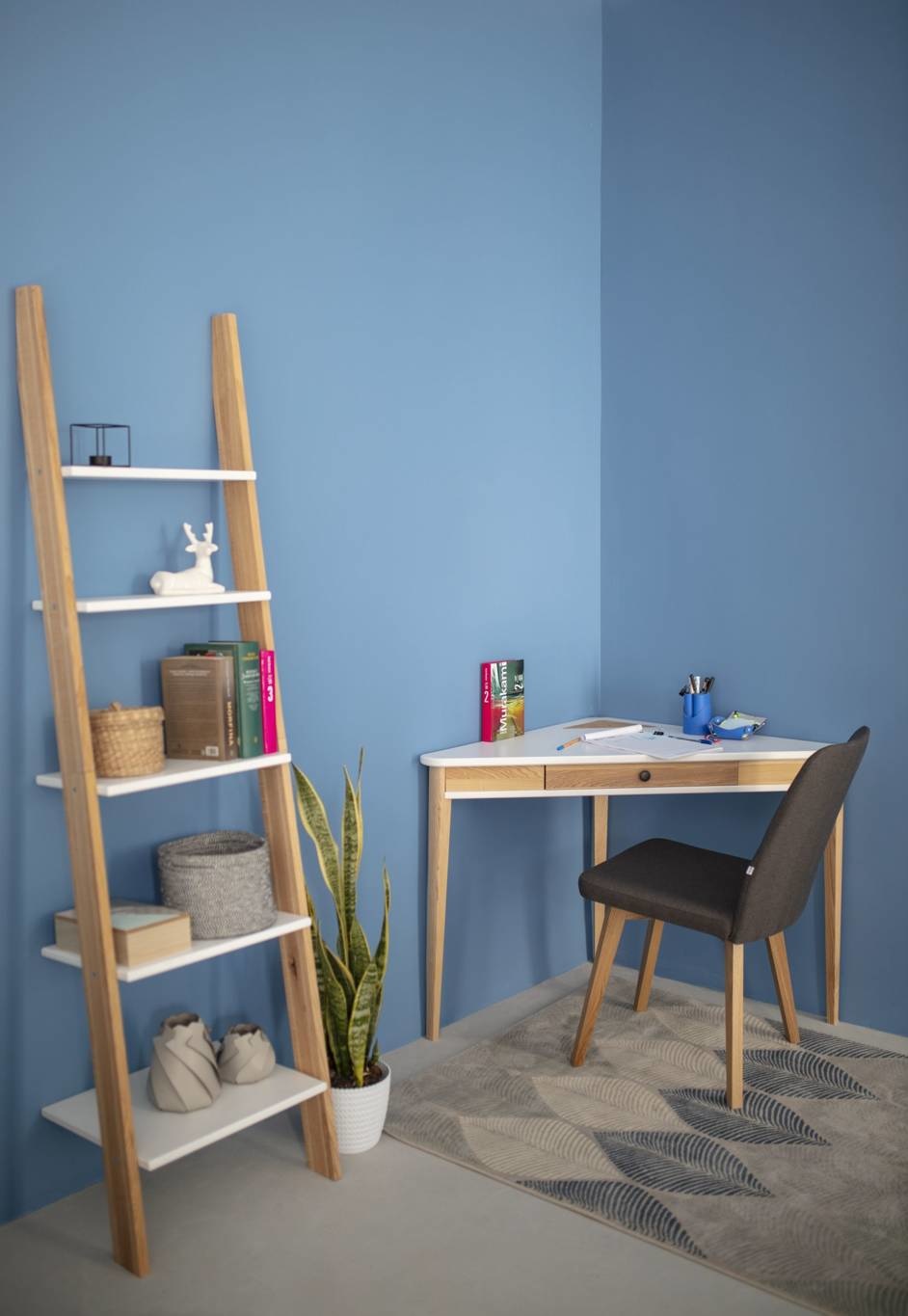 Hoekbureau Ashme | 114x61x75 cm | Saliegroen | Essenhout, MDF | FSC gecertificeerd | Lade incl. | Houten afwerking.