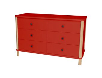Essenhouten ladekast Ashme - 6 kogelgelagerde lades - rood (S 1080-R)