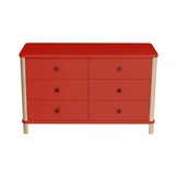 Essenhouten ladekast Ashme - 6 kogelgelagerde lades - rood (S 1080-R)