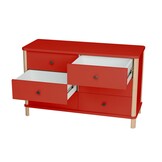 Essenhouten ladekast Ashme - 6 kogelgelagerde lades - rood (S 1080-R)