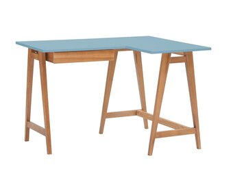 Hoekbureau Luka in Zachtblauw met eiken poten - 115x85cm - FSC gecertificeerd