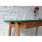 Hoekbureau Luka in Zachtblauw met eiken poten - 115x85cm - FSC gecertificeerd