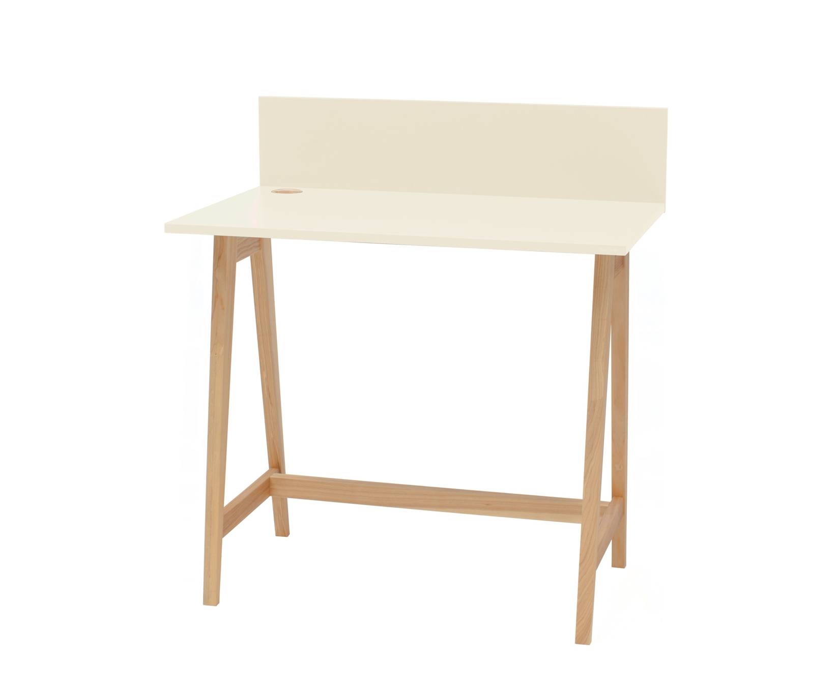 Essenhouten Luka Bureau, krijtwit gelamineerd MDF, 85cm breed, FSC-gecertificeerd.