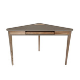 Hoekbureau Ashme - Essenhout & MDF, beverbruin, met toetsenbordlade