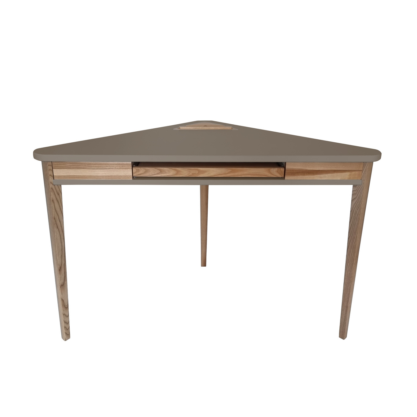 Hoekbureau Ashme - Essenhout & MDF, beverbruin, met toetsenbordlade