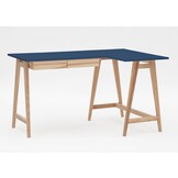 Hoekbureau Luka in marineblauw met essenhouten poten - FSC gecertificeerd