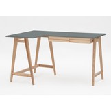 Essenhouten hoekbureau Luka links - 135x85 cm - donkergrijs beton - FSC gecertificeerd