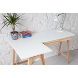 Essenhouten hoekbureau Luka links - 135x85 cm - donkergrijs beton - FSC gecertificeerd