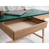 Essenhouten hoekbureau Luka links - 135x85 cm - donkergrijs beton - FSC gecertificeerd