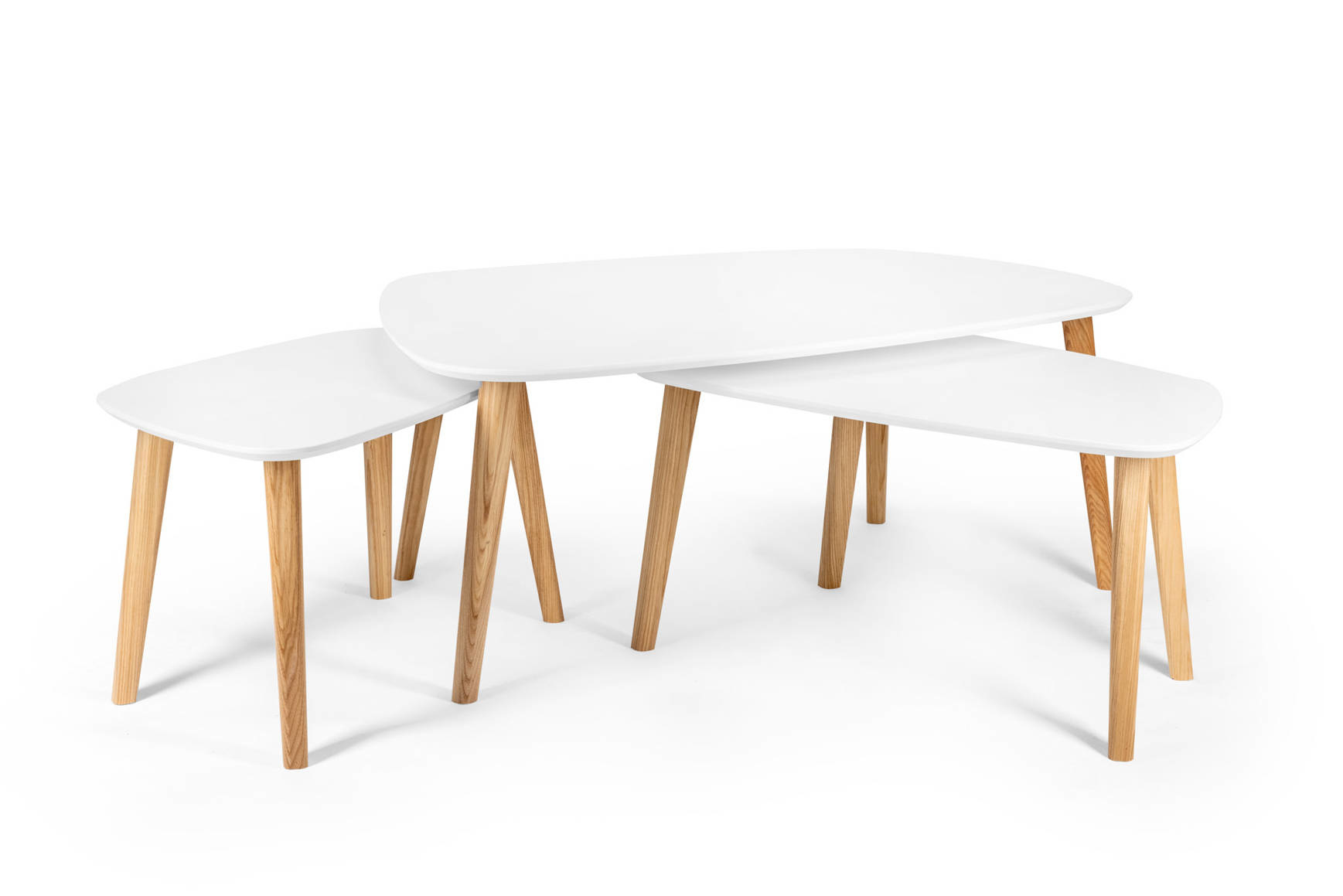 FSC-endocarp salontafel in krijtwit & essenhout