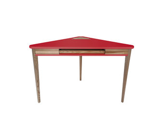 Hoekbureau Ashme - Rood Essenhout en MDF - Toetsenbordlade - 1 Lade