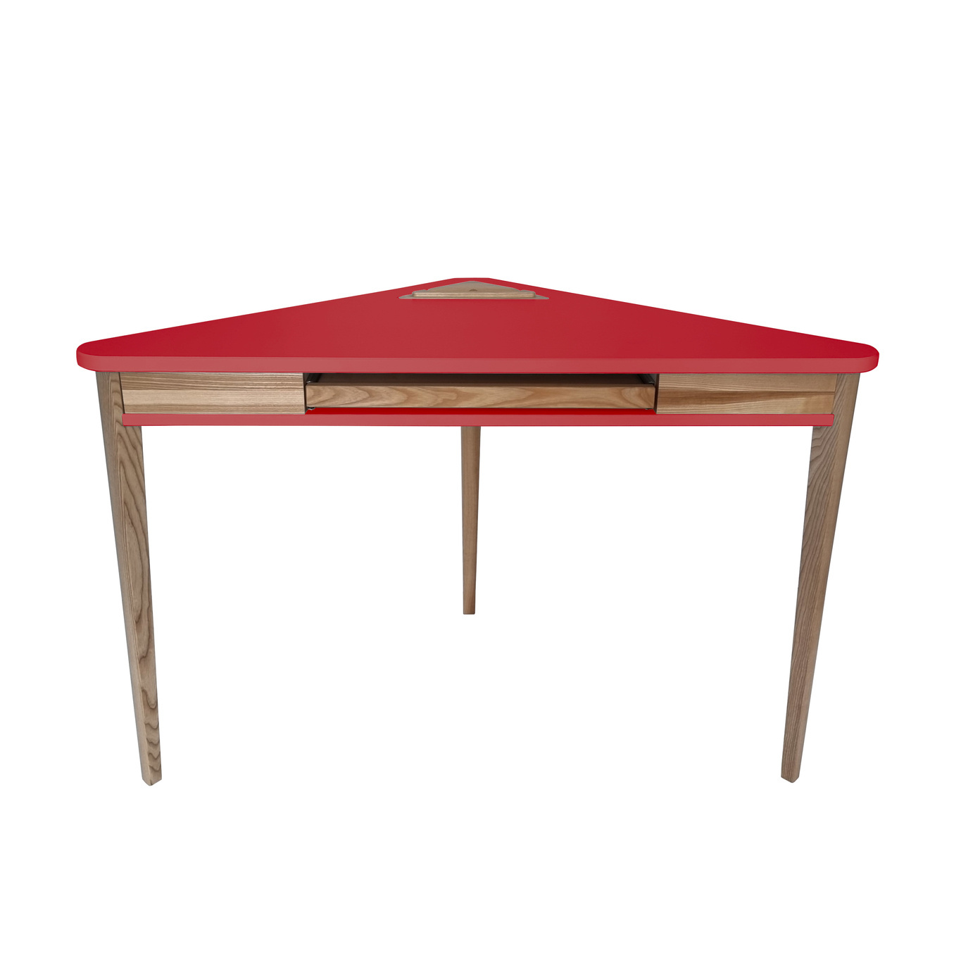 Hoekbureau Ashme - Rood Essenhout en MDF - Toetsenbordlade - 1 Lade