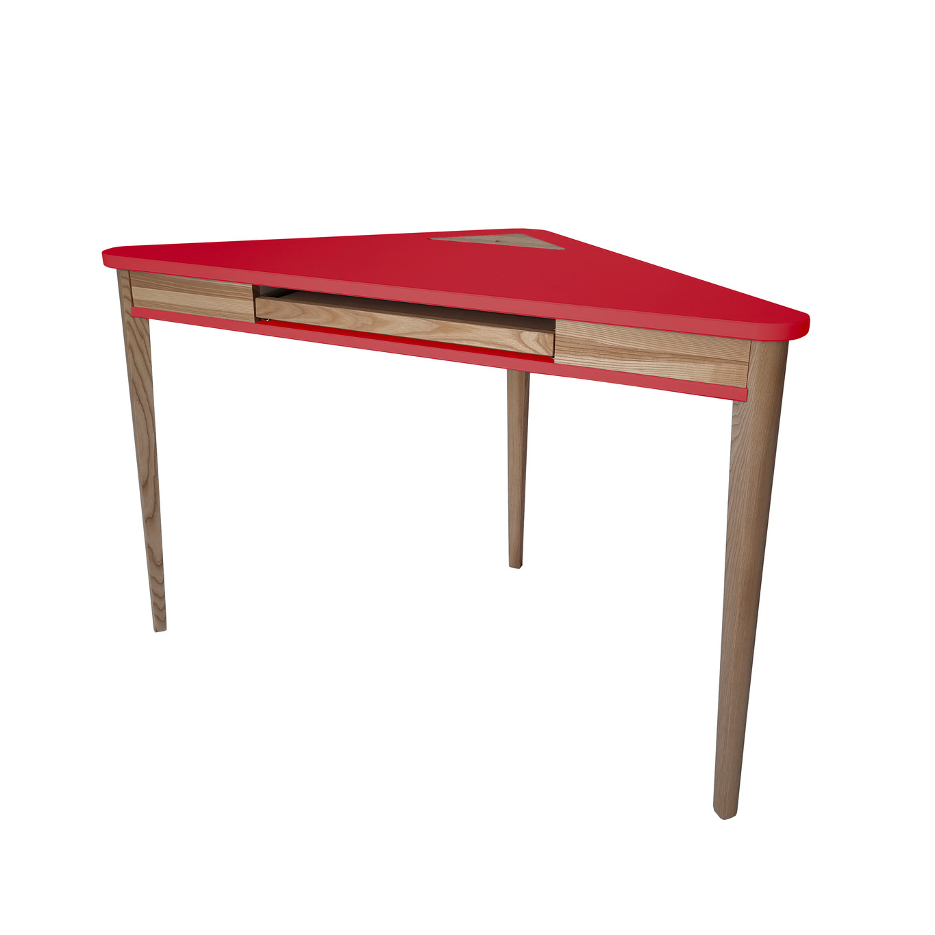 Hoekbureau Ashme - Rood Essenhout en MDF - Toetsenbordlade - 1 Lade