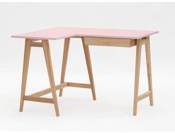 Essenhouten Luka hoekbureau (links, roze) - 115x85cm - FSC gecertificeerd.