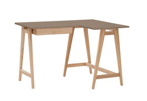 Hoekbureau Luka | Beverbruin | Essenhout poten | 1 lade