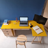 Hoekbureau Luka | Bruin Beige | Rechts | Essenhout Poten