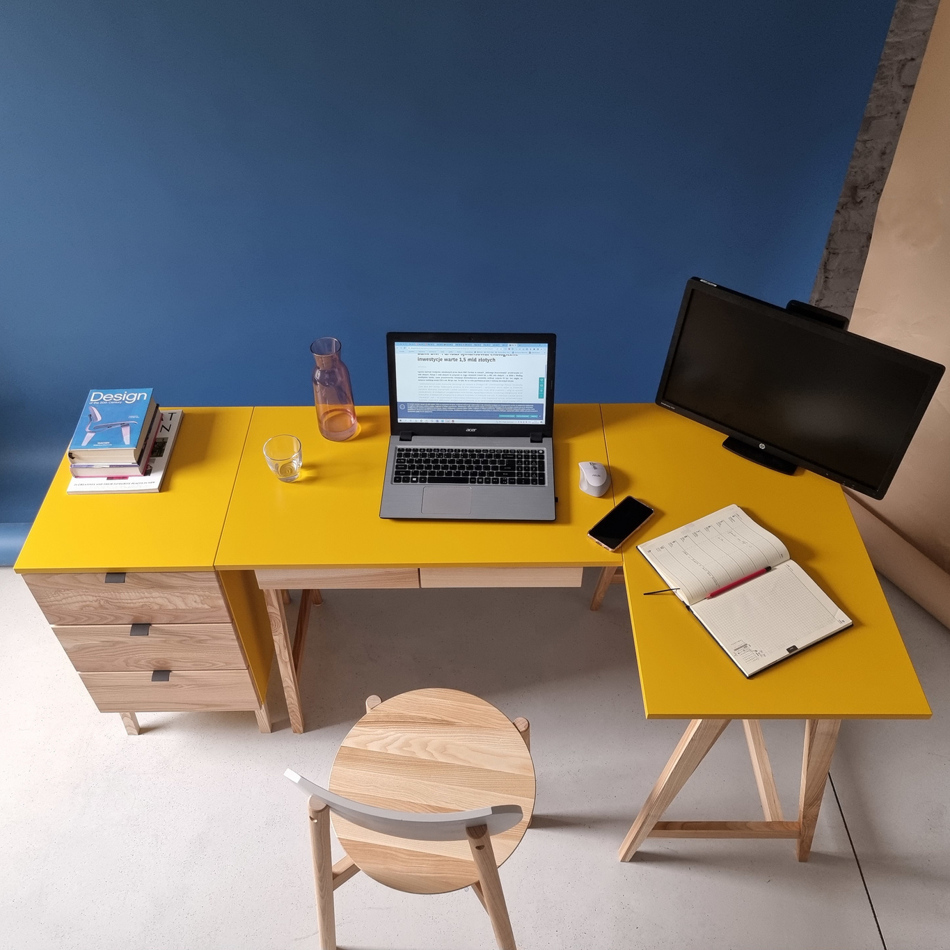 Hoekbureau Luka | Bruin Beige | Rechts | Essenhout Poten