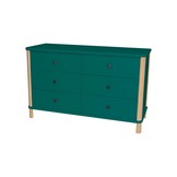 Essenhouten ladekast Ashme - 6 zeegroene lades - FSC-gecertificeerd