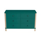 Essenhouten ladekast Ashme - 6 zeegroene lades - FSC-gecertificeerd