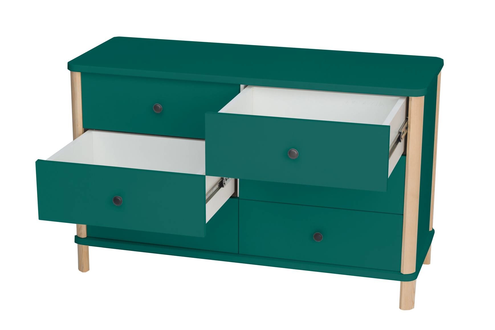 Essenhouten ladekast Ashme - 6 zeegroene lades - FSC-gecertificeerd