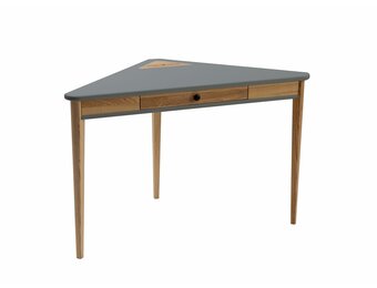 Hoekbureau Ashme - 114 cm breed - Essenhout & MDF - Donkergrijs - FSC gecertificeerd.