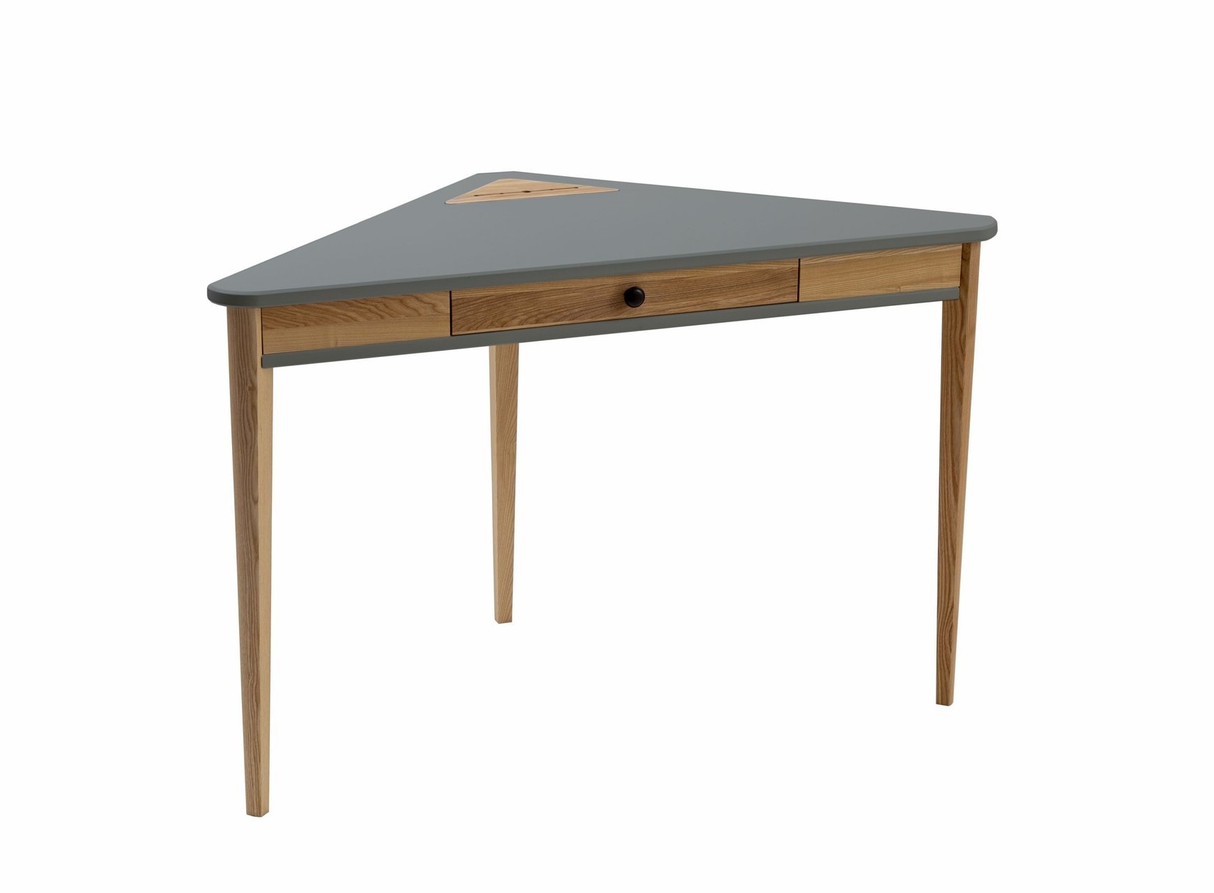 Hoekbureau Ashme - 114 cm breed - Essenhout & MDF - Donkergrijs - FSC gecertificeerd.