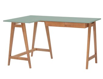 Hoekbureau Luka in Saliegroen - Links - 135x85cm - Essenhout & MDF - FSC Gecertificeerd