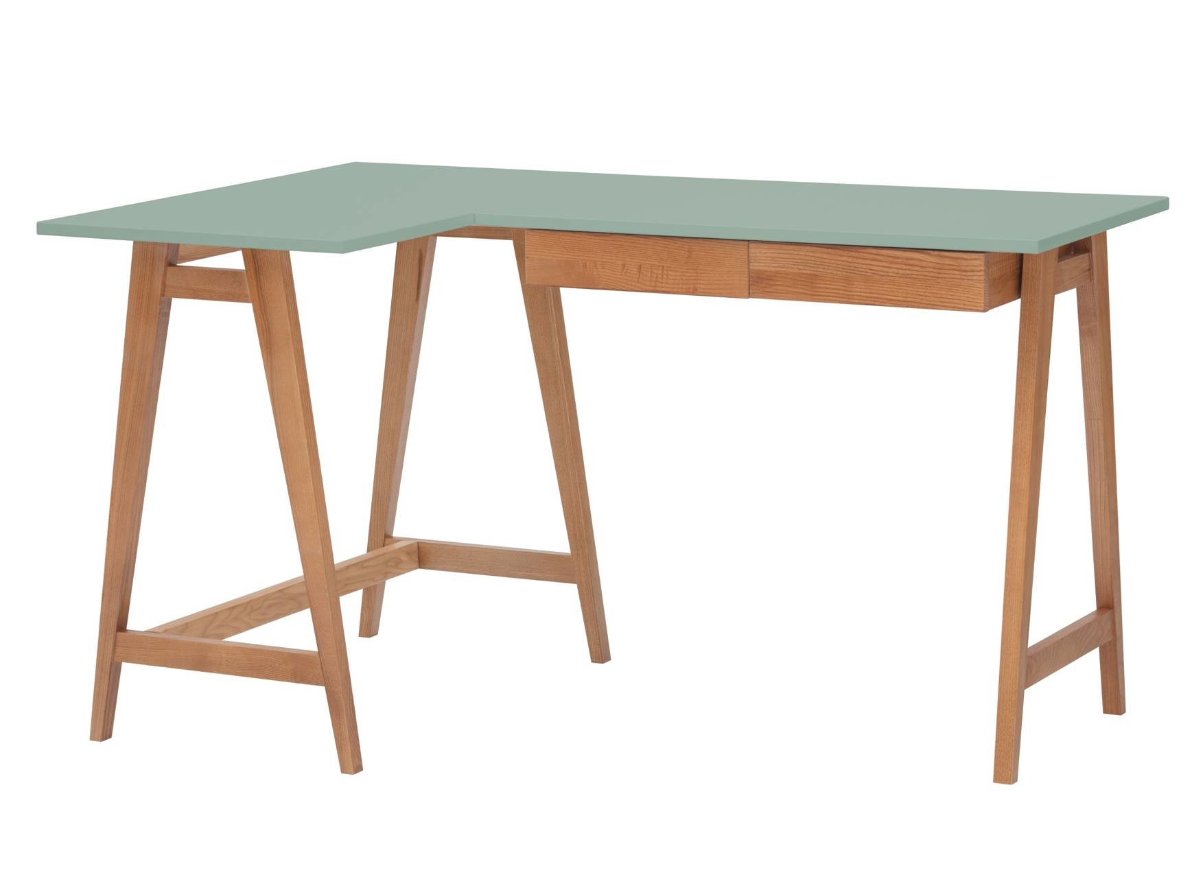 Hoekbureau Luka in Saliegroen - Links - 135x85cm - Essenhout & MDF - FSC Gecertificeerd