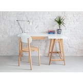 Hoekbureau Luka | Wit essenhouten poten | Lade | 115x85x75 cm