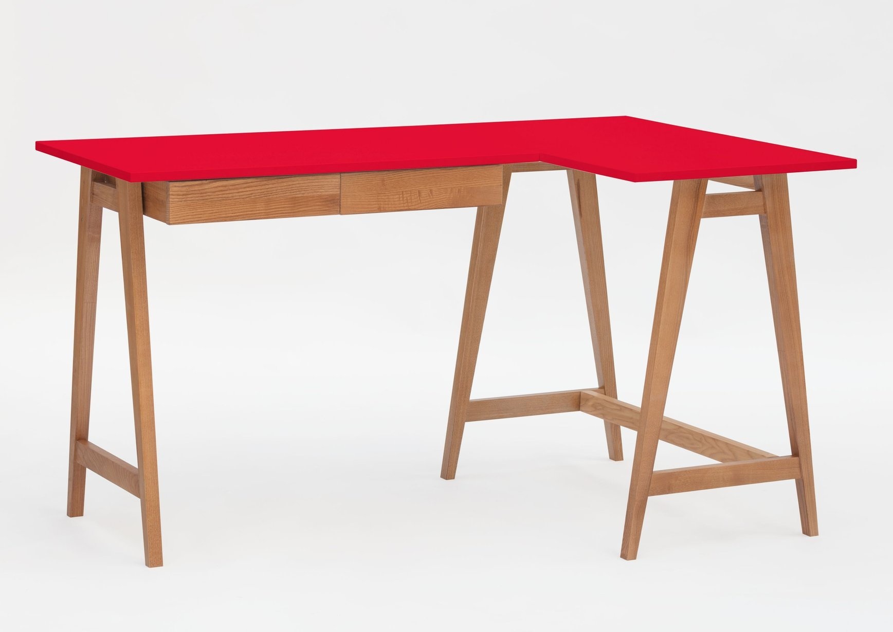 Hoekbureau Luka | Rood | Eiken poten | 135cm