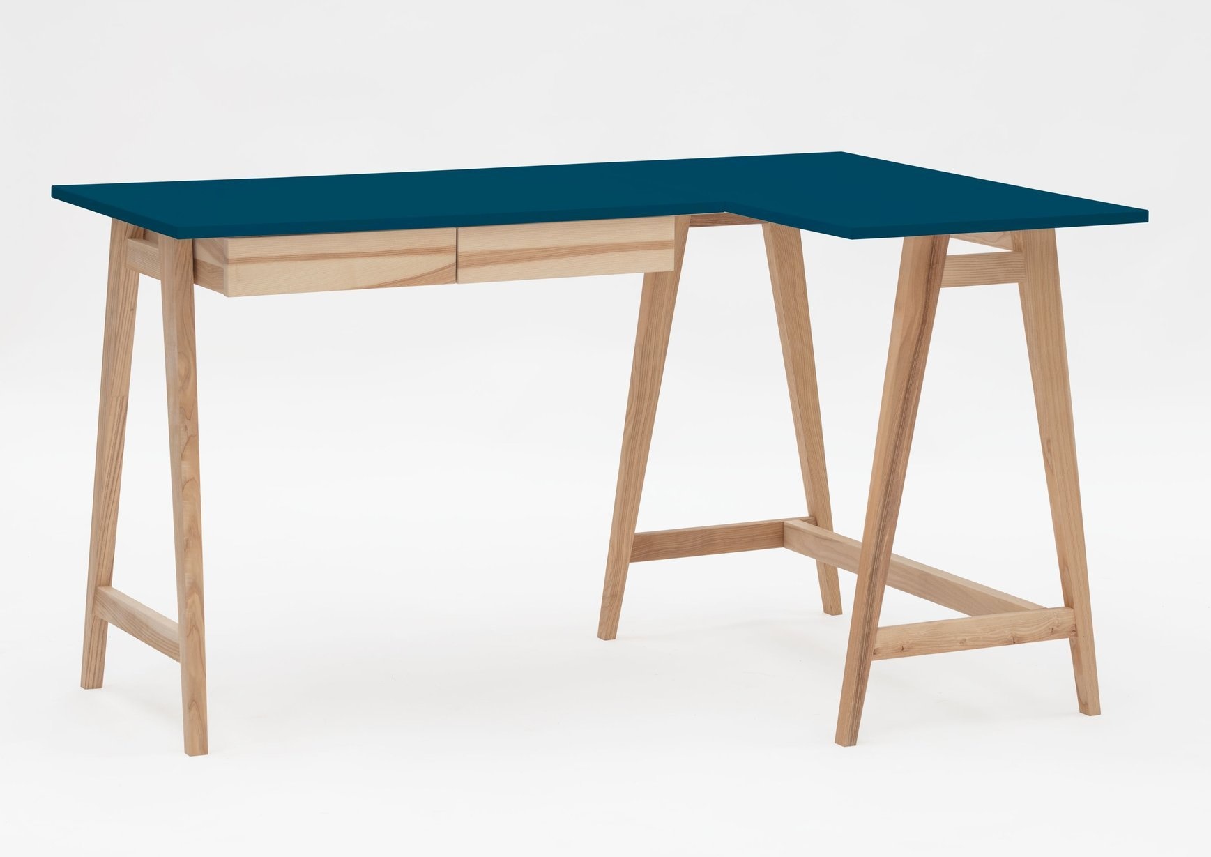 Hoekbureau Luka Rechts | Petrolblauw | Essenhouten Poten