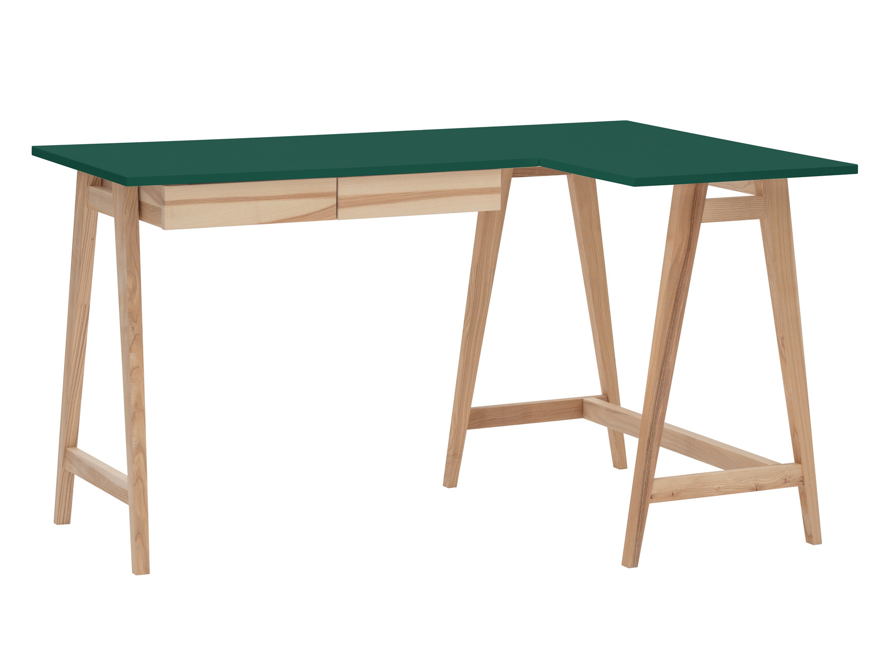 Hoekbureau Luka | Zeegroen | Rechts | Essenhouten poten