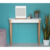 Kaptafel Mamo: FSC beukenhout & MDF, spiegel & opberger, wit