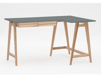 Hoekbureau Luka - Rechts - Donkergrijs - Essenhouten poten