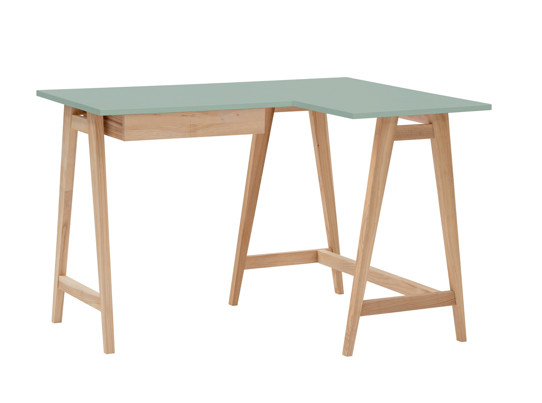 Hoekbureau Luka saliegroen | Essenhouten poten | FSC-gecertificeerd