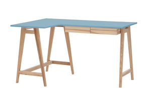 Hoekbureau Luka - Zacht Blauw - Links - Essenhout poten