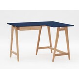 Hoekbureau Luka rechts marineblauw 115x85cm met lade en essenhouten poten