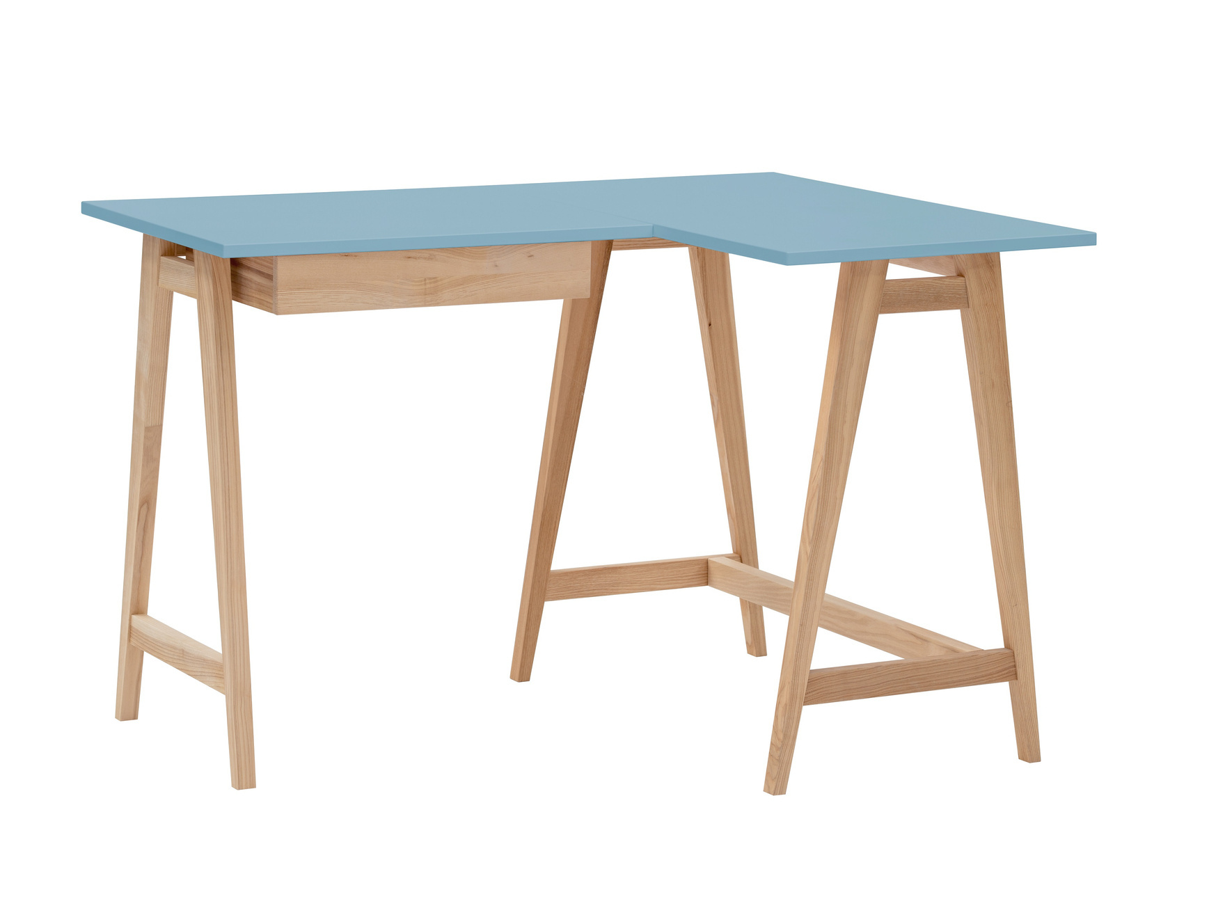 Hoekbureau Luka | Rechts | Zacht Blauw | Essenhout Poten