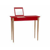 Kaptafel Mamo: Rode beukenhouten tafel (65 cm) met spiegel (26 cm x 20 cm) en opberger (B 45cm x D 24cm) | FSC100% & FSCMIX gecertificeerd.