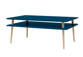 Hoge Salontafel Koro - Petrolblauw, 110x70x45 cm, beukenhout & MDF, FSC-gecertificeerd