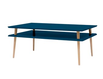 Hoge Salontafel Koro - Petrolblauw, 110x70x45 cm, beukenhout & MDF, FSC-gecertificeerd