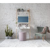 Leunende kaptafel Leno in levend koraal, 79x49x183cm, essenhout & gelamineerd MDF