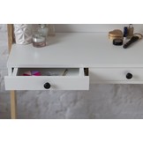 Leunende kaptafel Leno in levend koraal, 79x49x183cm, essenhout & gelamineerd MDF
