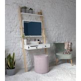 Leunende kaptafel Leno in levend koraal, 79x49x183cm, essenhout & gelamineerd MDF